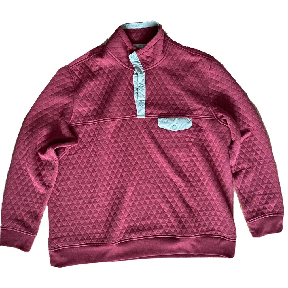 Untuckit‎ Sweater Men's 2XL Burgundy Quarter Snap Pullover Quilted Sweater